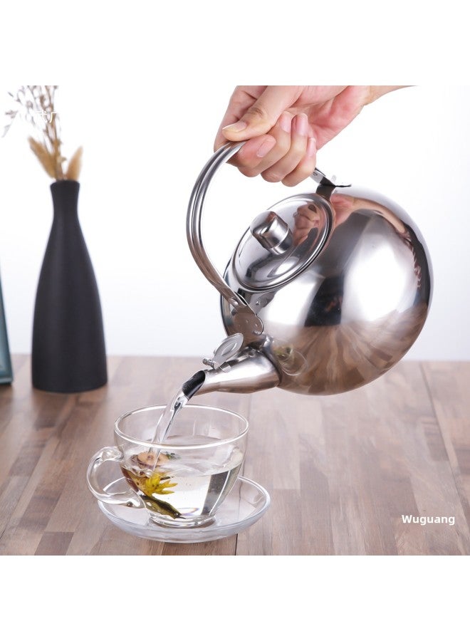 Special Offer Stainless Steel Teapot Restaurant Teapot With Strainer Household Kettle Large Capacity Hotel And Restaurant Kettle-Color:Free Engraving Starting From 10 Pieces-Capacity:Linglong Pot 20cm Silver Upgraded Thickened Version  - Image 5