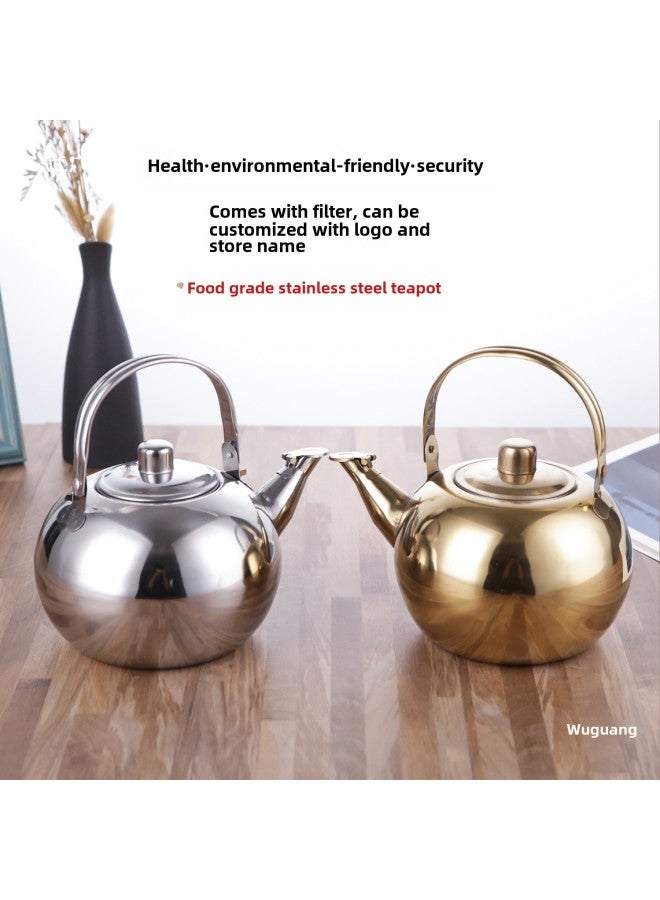 Special Offer Stainless Steel Teapot Restaurant Teapot With Strainer Household Kettle Large Capacity Hotel And Restaurant Kettle-Color:Free Engraving Starting From 10 Pieces-Capacity:Linglong Pot 20cm Silver Upgraded Thickened Version  - Image 3
