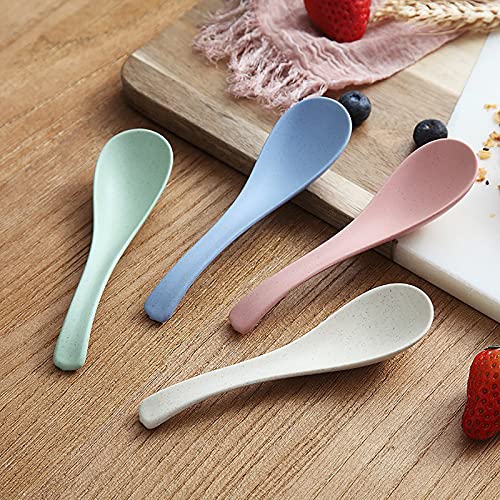 WUWEOT 24 Pack Wheat Straw Soup Spoons, 6 Inches Colourful Unbreakable Meal Spoon, Cereal Dinner Spoon, Microwave Dishwasher Safe - Image 3
