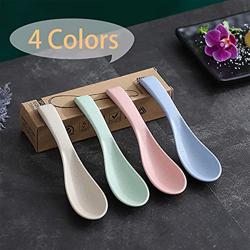 WUWEOT 24 Pack Wheat Straw Soup Spoons, 6 Inches Colourful Unbreakable Meal Spoon, Cereal Dinner Spoon, Microwave Dishwasher Safe - Image 2
