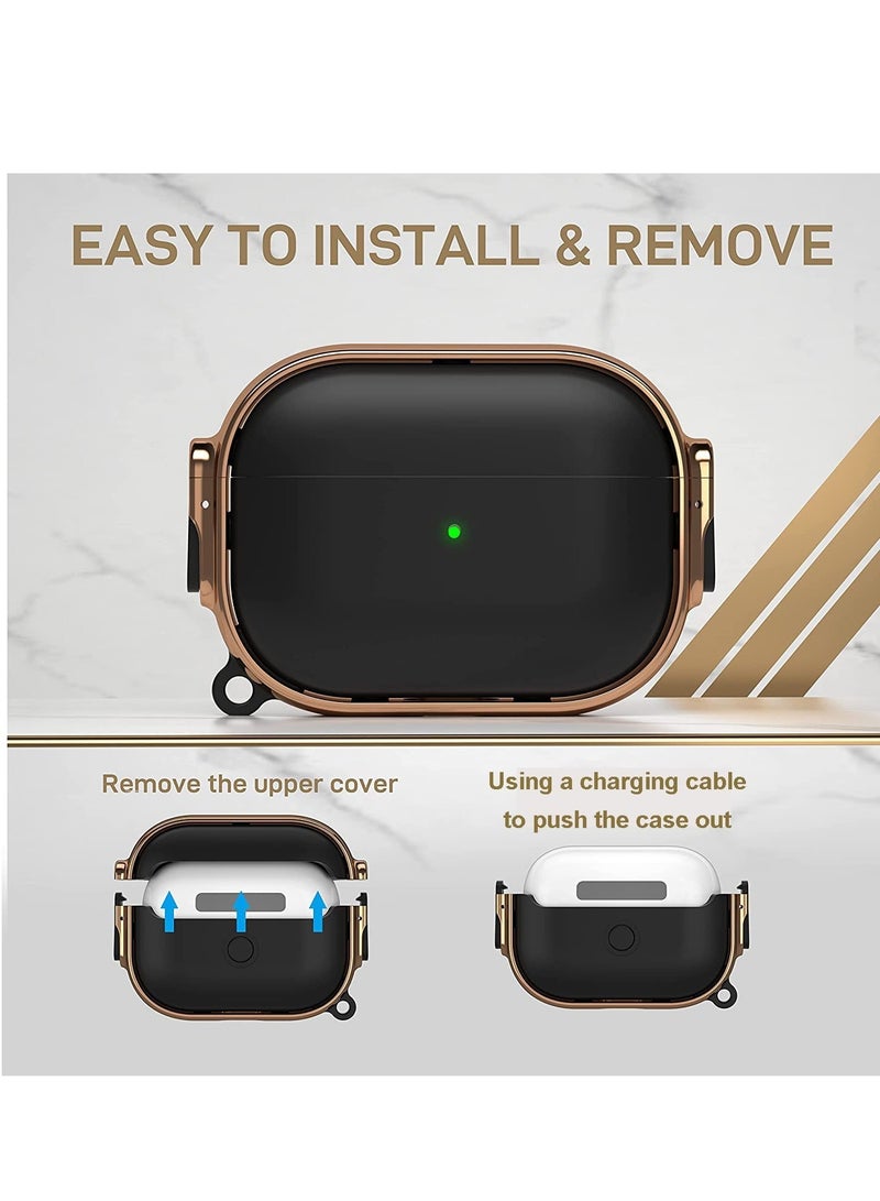 ELTRAZONE Electroplated Case for AirPods Pro 2nd generation 2022, Dual Side Secure Lock Full Body Shockproof Hard Shell Protective Case Cover with Keychain for AirPods Pro 2 (Black) - Image 5