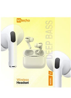 Mi techo 2nd Gen In-Ear TWS Bluetooth Earphone Wireless Charging Touch Sensor with Free Silicon Case with Hook Original Quality Compatible for IOS And Androids - White  - Image 2