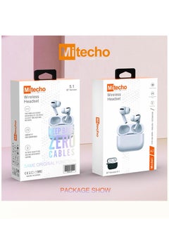 Mi techo 2nd Gen In-Ear TWS Bluetooth Earphone Wireless Charging Touch Sensor with Free Silicon Case with Hook Original Quality Compatible for IOS And Androids - White  - Image 3