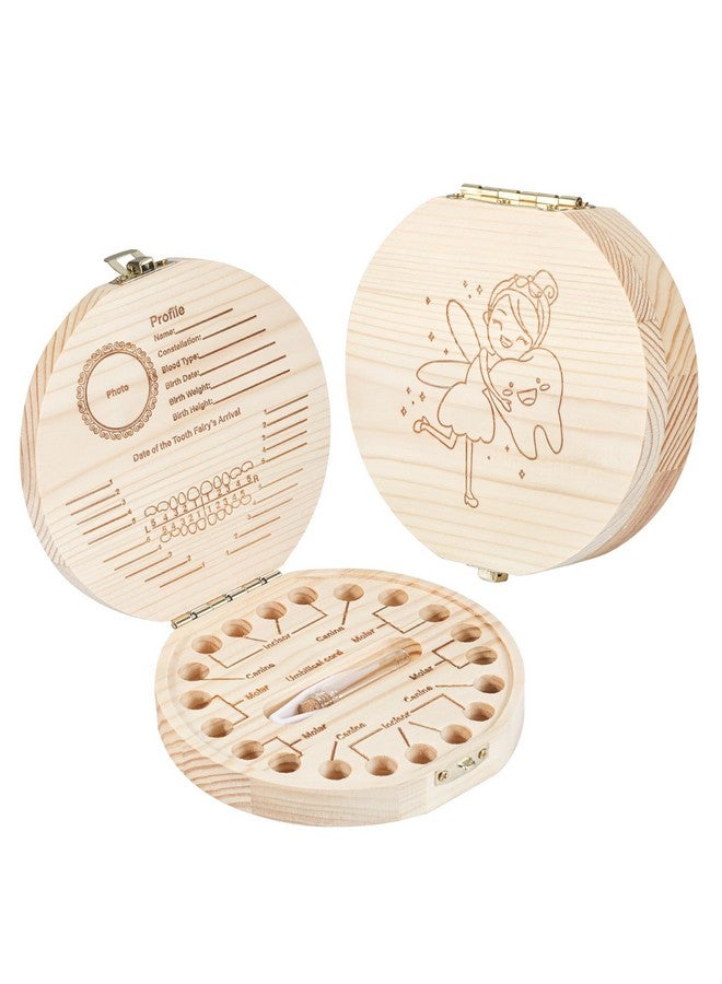Annhua Tooth Fairy Tooth Holder Wooden Umbilical Cord Keepsake Box, Cute Baby Teeth Keepsake Box with Tweezer and Fetal Hair Container, Lost Tooth Fairy Box for Incisor|Canine|Molar|Umblllcal Cord - Image 1