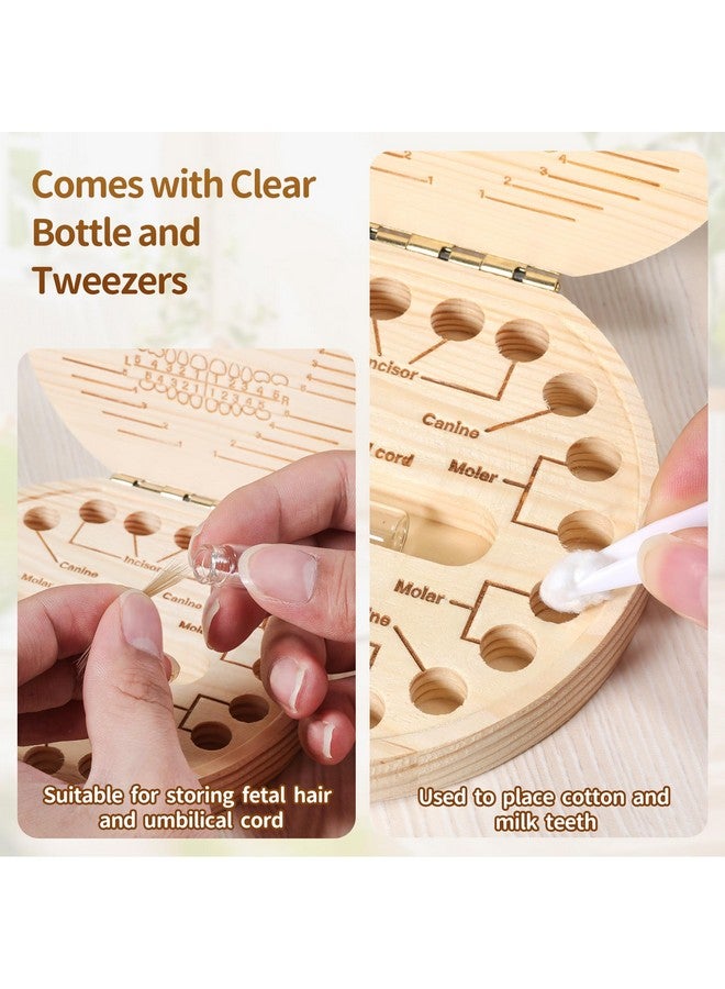 Annhua Tooth Fairy Tooth Holder Wooden Umbilical Cord Keepsake Box, Cute Baby Teeth Keepsake Box with Tweezer and Fetal Hair Container, Lost Tooth Fairy Box for Incisor|Canine|Molar|Umblllcal Cord - Image 3