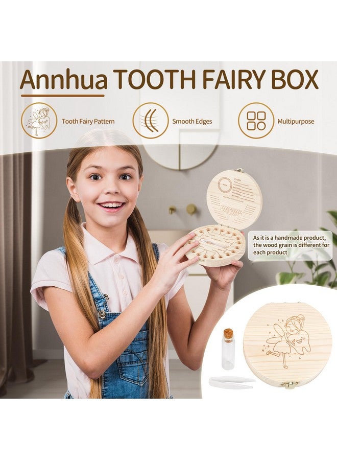 Annhua Tooth Fairy Tooth Holder Wooden Umbilical Cord Keepsake Box, Cute Baby Teeth Keepsake Box with Tweezer and Fetal Hair Container, Lost Tooth Fairy Box for Incisor|Canine|Molar|Umblllcal Cord - Image 2