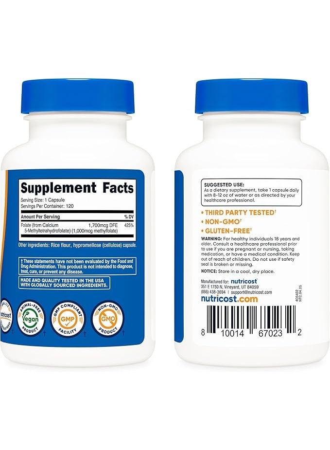 نوتريكوست، إل-ميثيل فولات، 1000 ميكروغرام، 120 كبسولة - Image 4