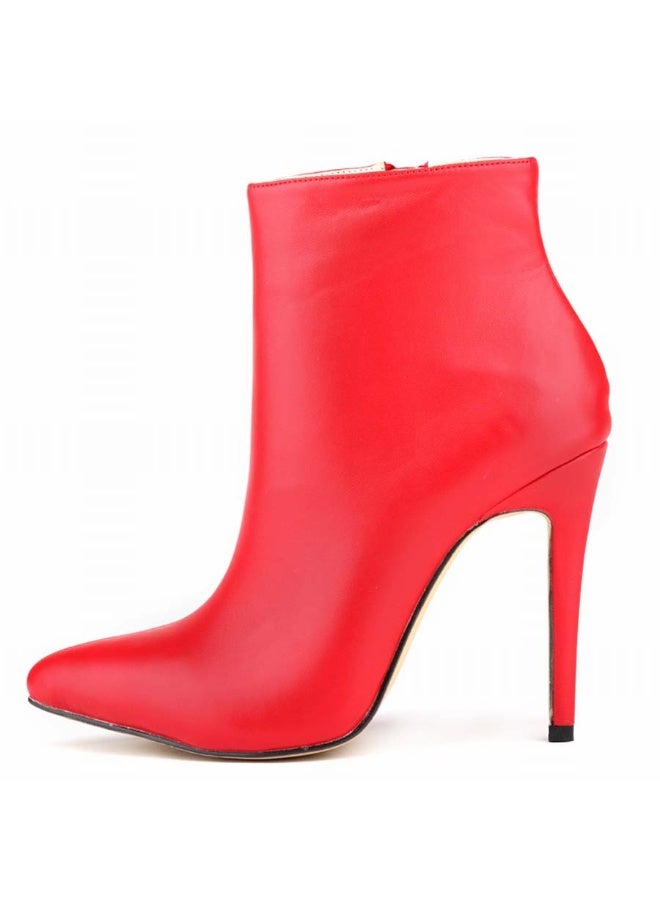 Loquat Autumn and winter short-cylinder Martin stiletto high-heeled boots 11cm Red  - Image 2