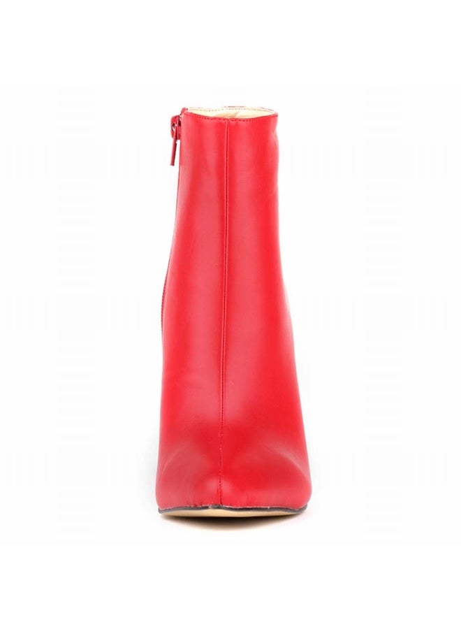 Loquat Autumn and winter short-cylinder Martin stiletto high-heeled boots 11cm Red  - Image 3