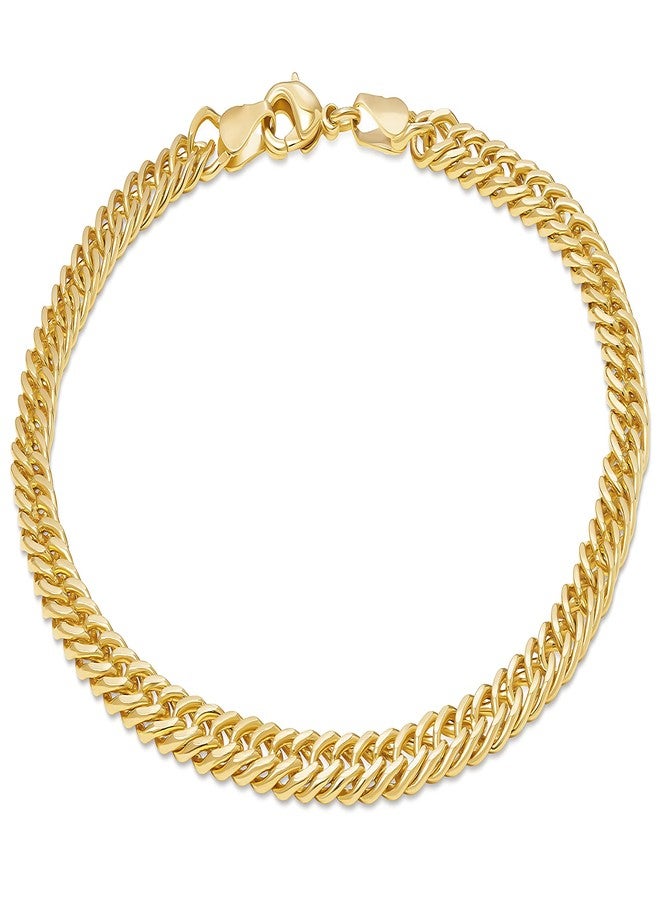 Barzel 18K Gold Plated Rambo Cuban Curb Anklet for Women, 10 Inches - Made In Brazil - Image 1