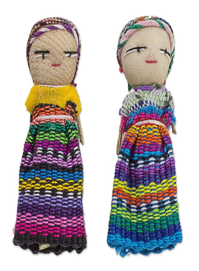 NOVICA Traditional Handmade Worry Dolls From Guatemala With Cotton Storage Bag, 2.5 Inch, 'The Worry Doll Gang' (Set Of 12) - Image 4