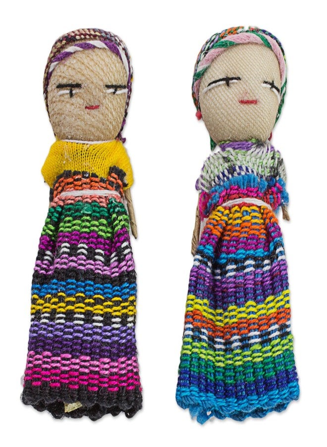 NOVICA Traditional Handmade Worry Dolls From Guatemala With Cotton Storage Bag, 2.5 Inch, 'The Worry Doll Gang' (Set Of 12) - Image 5