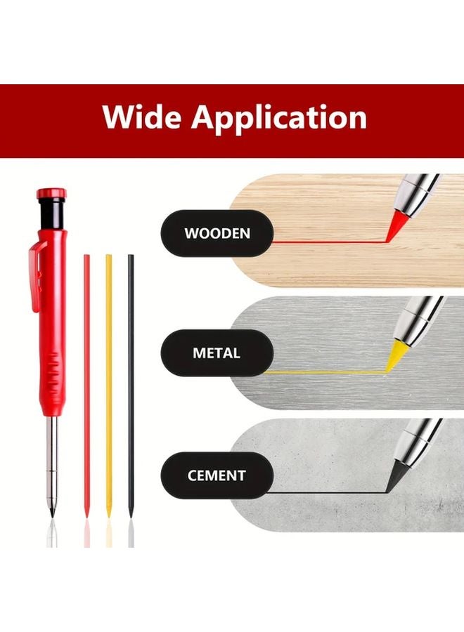 Carpenter Pencil Set Woodworking Tools Mechanical Pencil Three Color Refill - Image 3