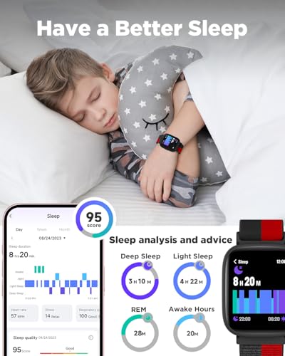 BIGGERFIVE Smart Watch for Kids, 1.8" Fitness Tracker Watch Pedometer, Heart Rate, IP68 Waterproof, Sleep Monitor, Calorie Step Counter, Puzzle Game with/Without APP for Girls Boys Teens 5-16, Nylon - Image 4