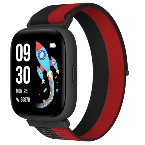 BIGGERFIVE Smart Watch for Kids, 1.8" Fitness Tracker Watch Pedometer, Heart Rate, IP68 Waterproof, Sleep Monitor, Calorie Step Counter, Puzzle Game with/Without APP for Girls Boys Teens 5-16, Nylon - Image 1