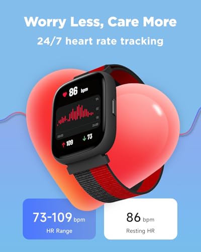 BIGGERFIVE Smart Watch for Kids, 1.8" Fitness Tracker Watch Pedometer, Heart Rate, IP68 Waterproof, Sleep Monitor, Calorie Step Counter, Puzzle Game with/Without APP for Girls Boys Teens 5-16, Nylon - Image 5