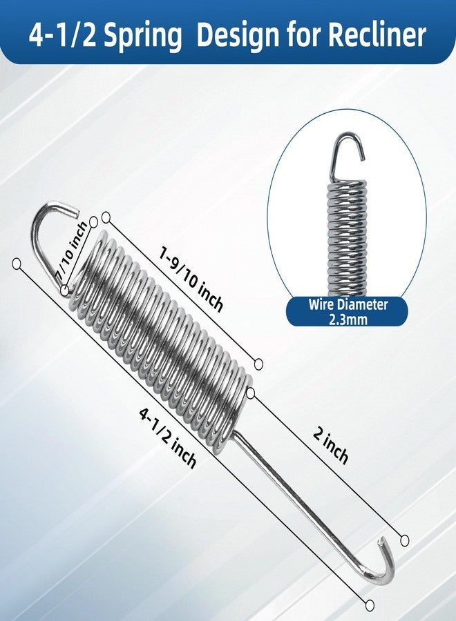 Ulreon 2 Pack 4-1/2 Inch Recliner Spring Stainless Steel Tension Spring Heavy Duty Rust-Resistant Spring Replacement for Recliner Mechanism Sofa Bed Folding Beds Trampolines RV Furniture Long Neck Hook - Image 3