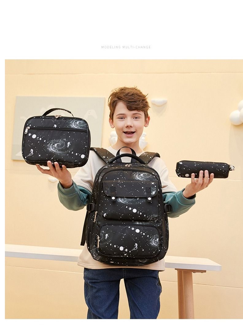 Aolida 3-Piece Academic Style School Backpacks For Boy Starry Sky Printed Backpack Set - Image 4
