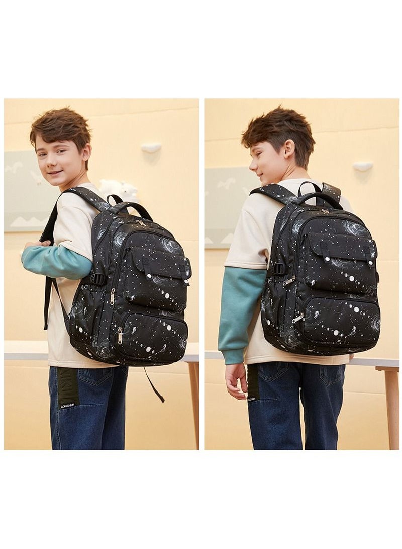 Aolida 3-Piece Academic Style School Backpacks For Boy Starry Sky Printed Backpack Set - Image 3