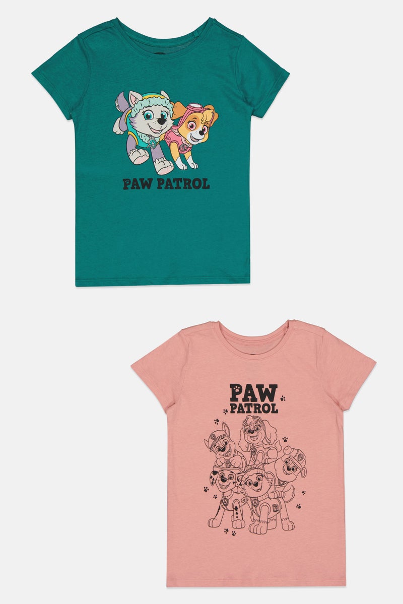 Sinsay Kids Girl 2 Piece Short Sleeve Graphic Printed T-Shirts, Multicolor - Image 1