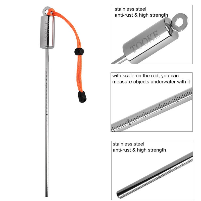 VGEBY Diving Pointer, Stainless Steel Lobster Tickle Pointer Underwater Shaker Noise Maker Diving Diving Stick Rod with Lanyard (Orange) - Image 2