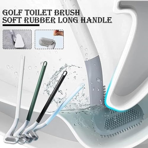GFDesign Set of 2pcs Silicon Toilet Cleaning Brush with Slim No Slip Long Handle Toilet Brush 360 Degree Deep Golf Shape Silicone Toilet Brush with Wall Hook (2) - Image 3