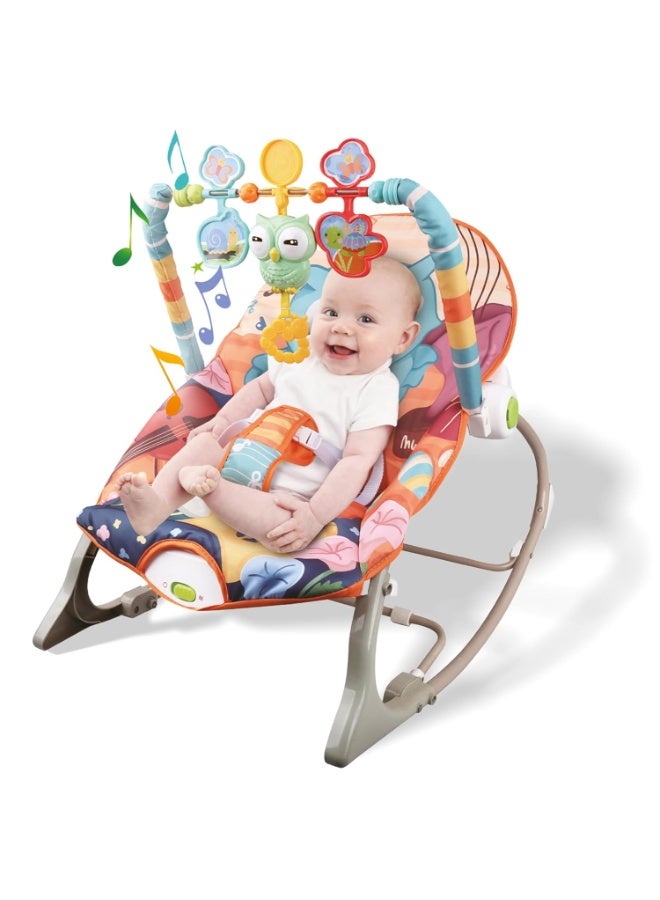 LEFAFA Multifunctional Baby Rockers, Baby Bouncer Seat with Soothing and Music Vibration Rocking Bouncer, Foldable And Portable Rocking Chair With Toys, 0-6 Months Up to 20 lbs(owl) - Image 1