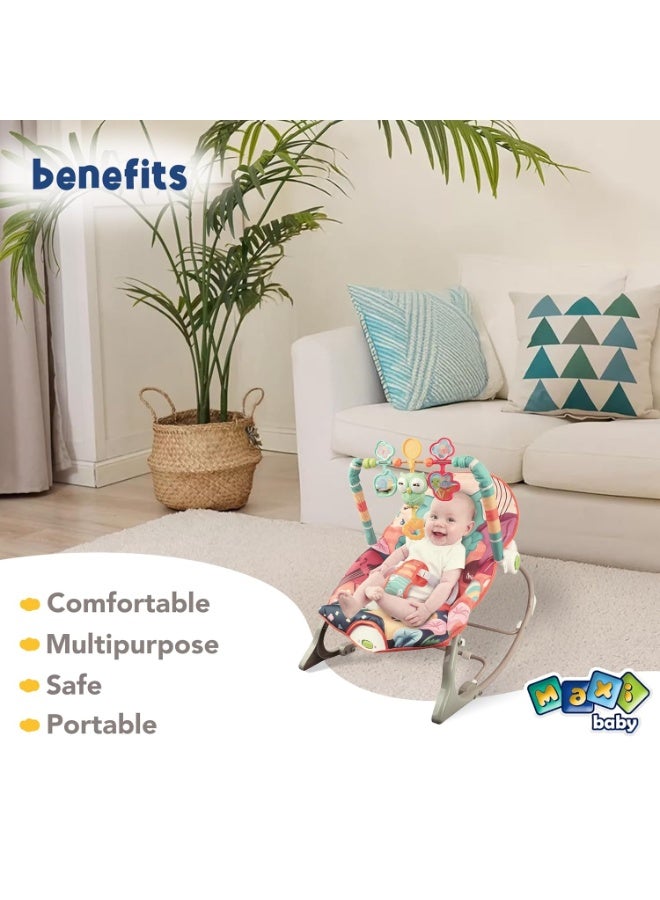 LEFAFA Multifunctional Baby Rockers, Baby Bouncer Seat with Soothing and Music Vibration Rocking Bouncer, Foldable And Portable Rocking Chair With Toys, 0-6 Months Up to 20 lbs(owl) - Image 3