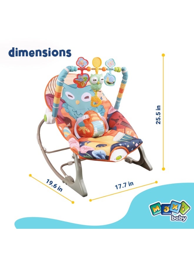 LEFAFA Multifunctional Baby Rockers, Baby Bouncer Seat with Soothing and Music Vibration Rocking Bouncer, Foldable And Portable Rocking Chair With Toys, 0-6 Months Up to 20 lbs(owl) - Image 5