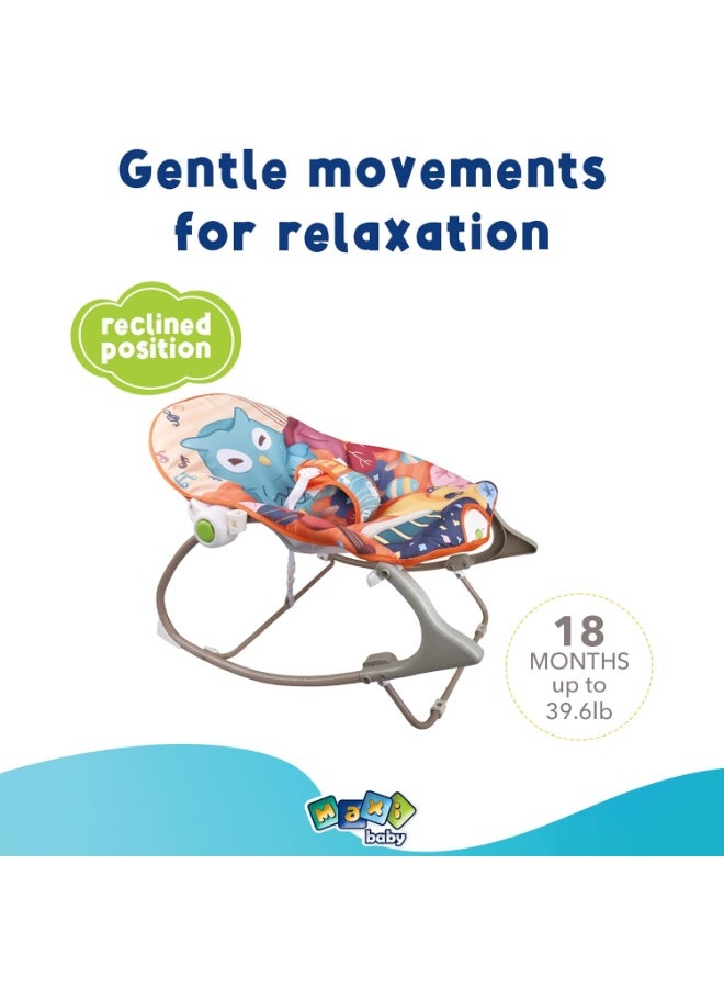 LEFAFA Multifunctional Baby Rockers, Baby Bouncer Seat with Soothing and Music Vibration Rocking Bouncer, Foldable And Portable Rocking Chair With Toys, 0-6 Months Up to 20 lbs(owl) - Image 4