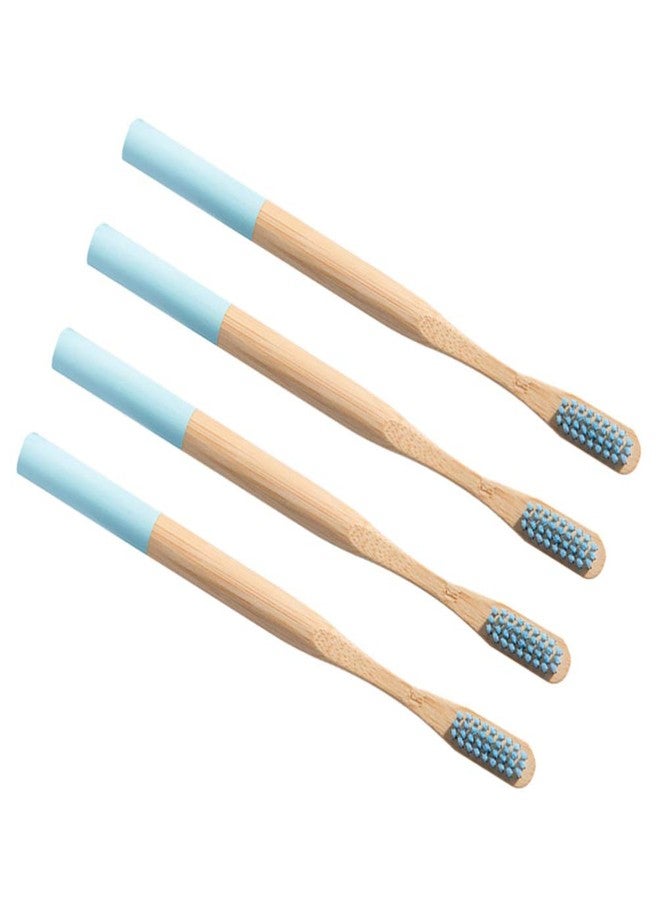 SUPVOX 4pcs Soft Toothbrush Long Handle Bamboo Teeth Brush for Deeply Oral Cavity Cleaning Home Travel Outdoor Adults (Sky Blue) - Image 4
