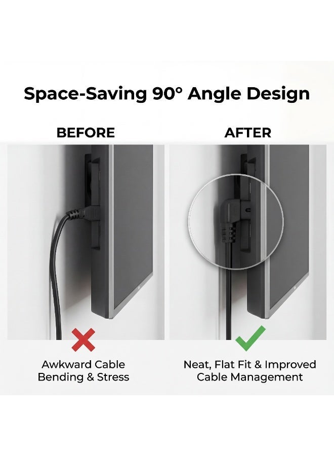 دائرة خضراء كابل طاقة 5M C7 (الشكل 8) بريطاني بمقبس ثلاثي الدبابيس - سلك رئيسي BS1363 من النوع G IEC، موصل بزاوية 90 درجة، سلك طاقة تيار متردد ثنائي النواة 0.75 مم² للتلفزيون، PS5، Xbox، أجهزة العرض - Image 4