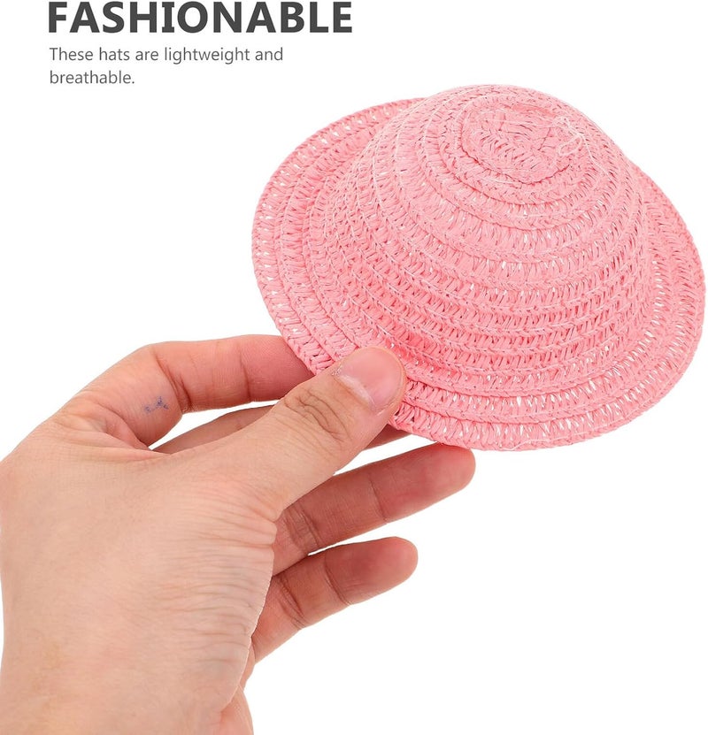 OSALADI 5pcs Mini Straw Woven Doll Hats Craft Accessories for Doll Making, Photo Props, Summer Decoration, - Image 4