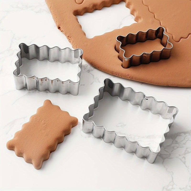 6Pcs Stainless Steel Rectangular Cake Ring Cookie Stamping Mold Baking Cutting Tool - Image 5