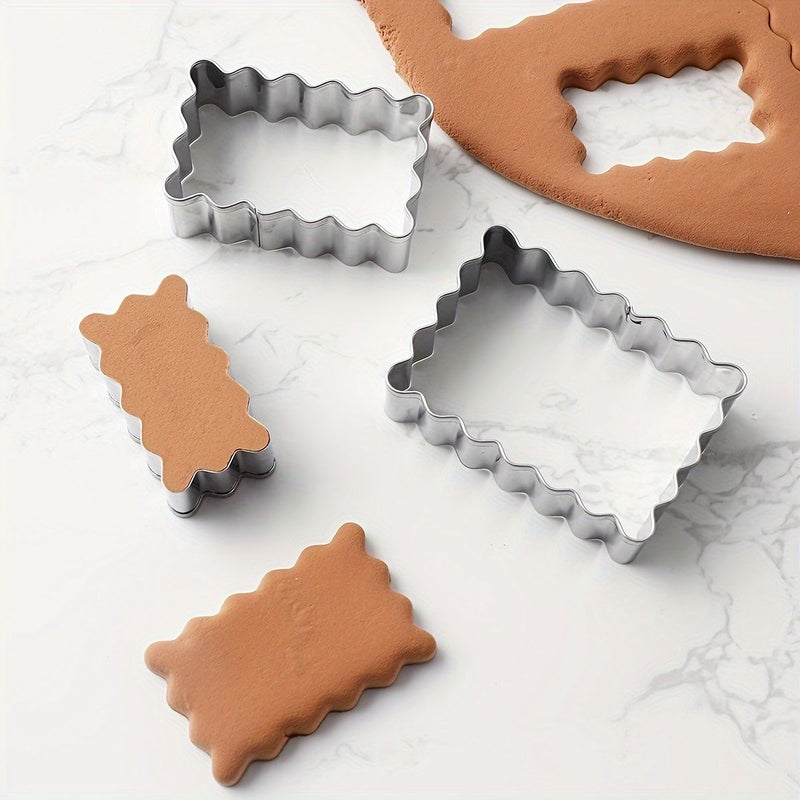 6Pcs Stainless Steel Rectangular Cake Ring Cookie Stamping Mold Baking Cutting Tool - Image 4