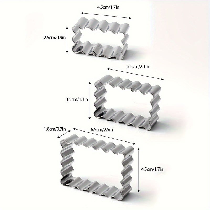 6Pcs Stainless Steel Rectangular Cake Ring Cookie Stamping Mold Baking Cutting Tool - Image 2
