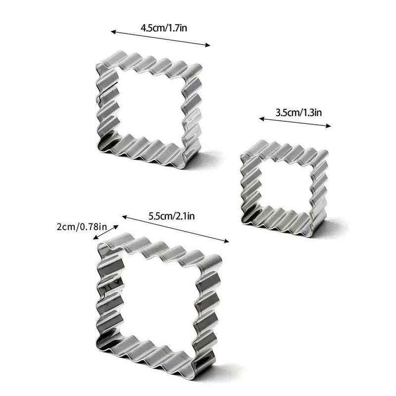 6Pcs Stainless Steel Rectangular Cake Ring Cookie Stamping Mold Baking Cutting Tool - Image 3