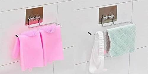 SOCATHEY SOCATHEY Self Adhesive Stainless Steel Wall Mount Sticker Towel Holder Kitchen Napkin Ring Toilet Paper Roll Holder Tissue Paper Holder Towel Bar Rod Hanging Towel Rack for Kitchen Bathroom  - Image 4