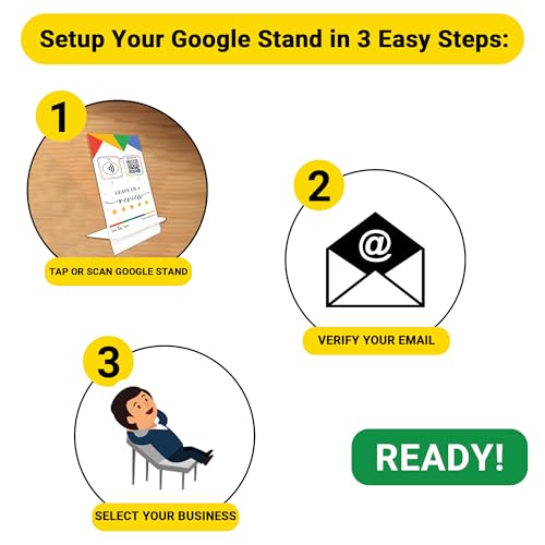 One Tap Only NFC Review Tap Stand – Smart Social Media & Business Card Alternative – NFC Tag & QR Code – Compatible with Google Review System, for All Smart Phones – Boost SEO, Engagement & Visibility (3 Stands) - Image 5