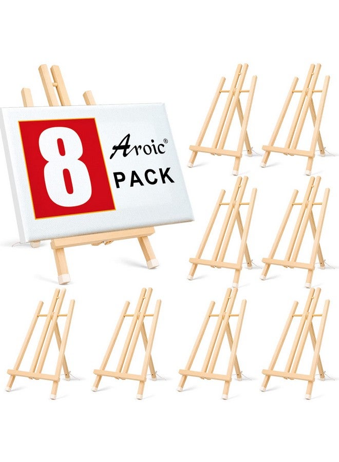 AROIC 8 Pack 16 Inch Wood Easels Easel Stand For Painting Canvases Art And Crafts Tripod Painting Party Easel Kids Student Table School Desktop Portable Canvas Photo Picture Sign Holder.  - Image 1