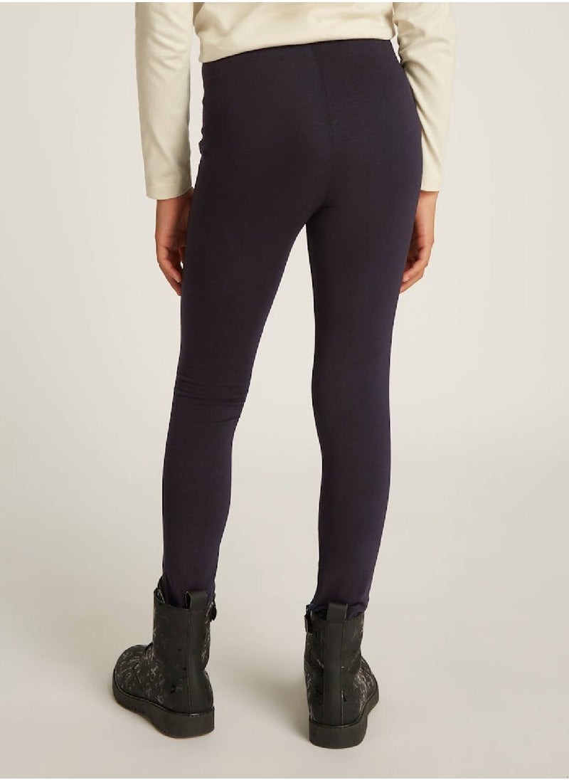 Calvin Klein Jeans Girls' Slim Logo Leggings - Cotton, Black  - Image 4