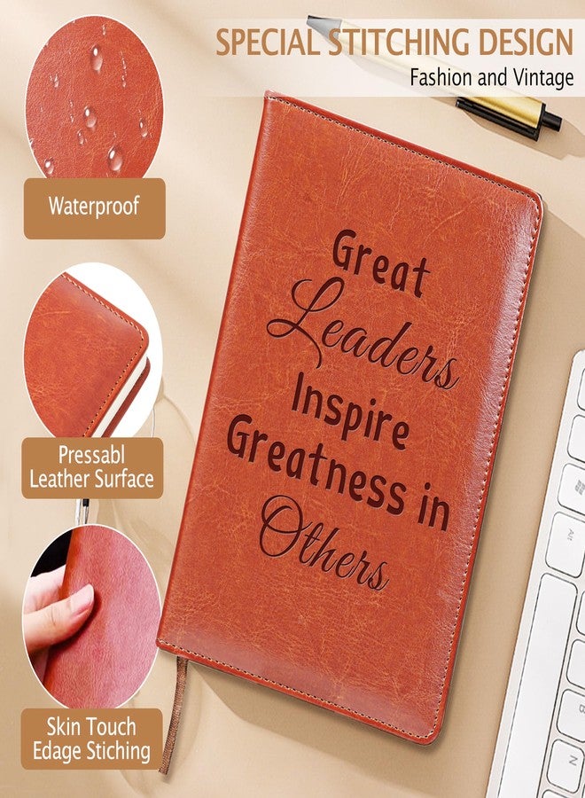 LBWCER Boss Appreciation Gift Mentor Notebook Great Leaders Notebook Leader Supervisor PM Mentor Retirement Gift Coworker Farewell Leather Journal Notebooks (Great R) - Image 2