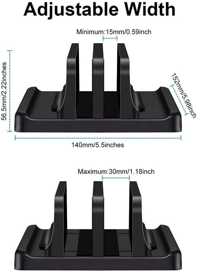 Laptop Stand, Laptop Stand for Desk, Adjustable Vertical Laptop Holder, Space-Saving, Black Desk Accessories(Large) Large - Image 2