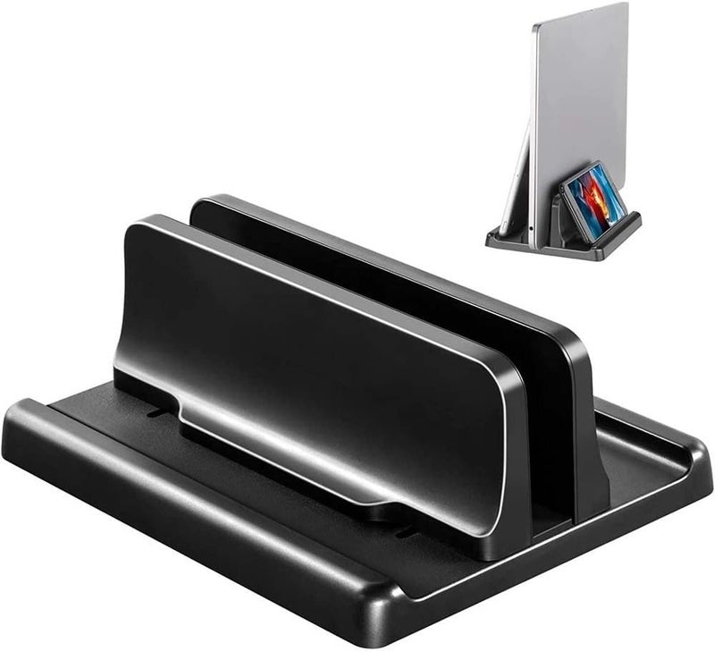 Laptop Stand, Laptop Stand for Desk, Adjustable Vertical Laptop Holder, Space-Saving, Black Desk Accessories(Large) Large - Image 1