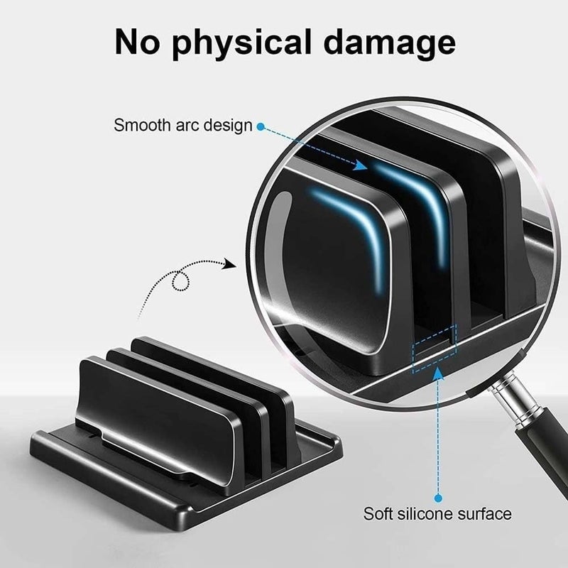 Laptop Stand, Laptop Stand for Desk, Adjustable Vertical Laptop Holder, Space-Saving, Black Desk Accessories(Large) Large - Image 3
