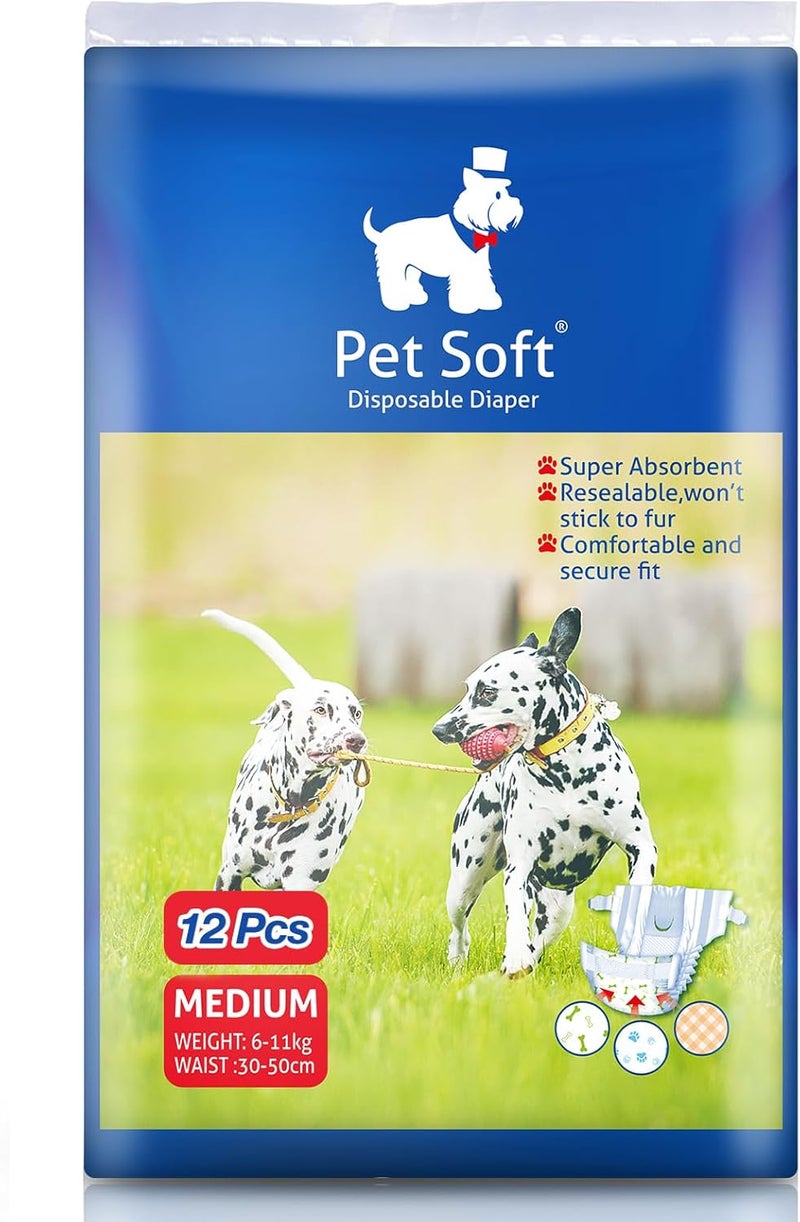 Pet Soft Dog Diapers Female - Disposable Puppy Diapers, Cat Diapers 12pcs XXL - Image 1