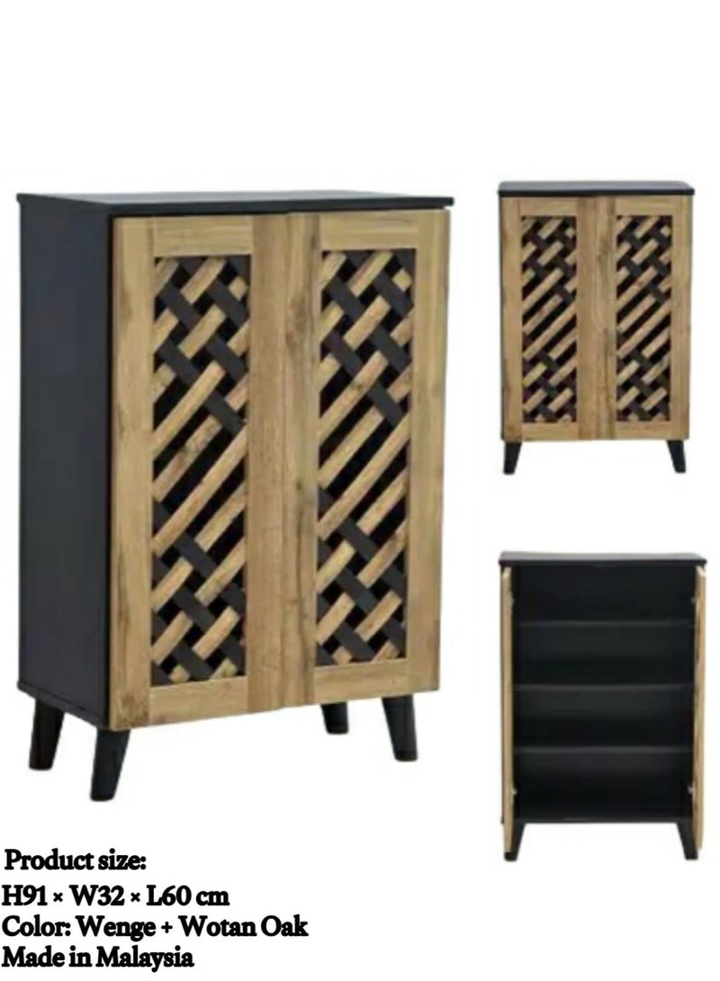 جالاكسي ديزاين خزانة أحذية/رف أحذية خشبي من MDF بتصميم جالاكسي - لون وينج + لون خشب البلوط، موديل GDF-SC692 - Image 2