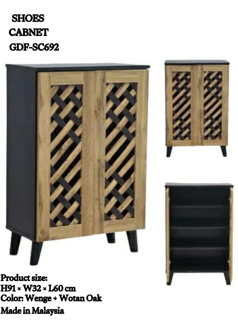 جالاكسي ديزاين خزانة أحذية/رف أحذية خشبي من MDF بتصميم جالاكسي - لون وينج + لون خشب البلوط، موديل GDF-SC692 - Image 3