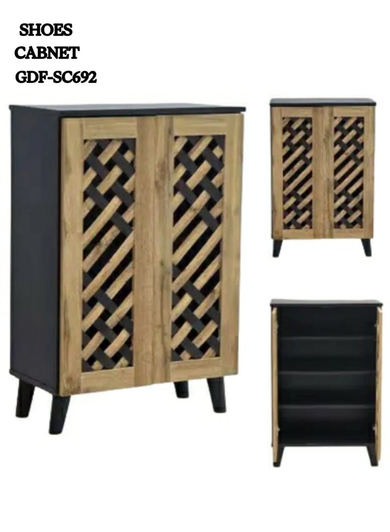 جالاكسي ديزاين خزانة أحذية/رف أحذية خشبي من MDF بتصميم جالاكسي - لون وينج + لون خشب البلوط، موديل GDF-SC692 - Image 4