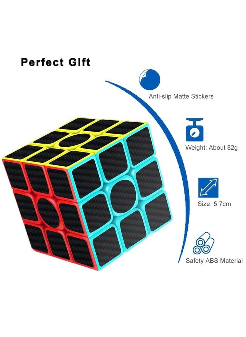 Generic - Rubiks Cube 3x3x3 Speed Cube Smooth Magic Carbon Fiber Sticker Speed Cubes Enhanced Version Black - Image 1
